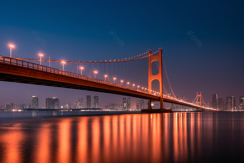 夜晚城市繁华都市风光跨江大桥江面倒影摄影背景,高清,摄影图,摄影图片,图片大全,摄影图免费下载